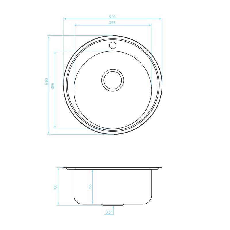 Zlewozmywak Jednokomorowy Metalowy Okrągły Orion