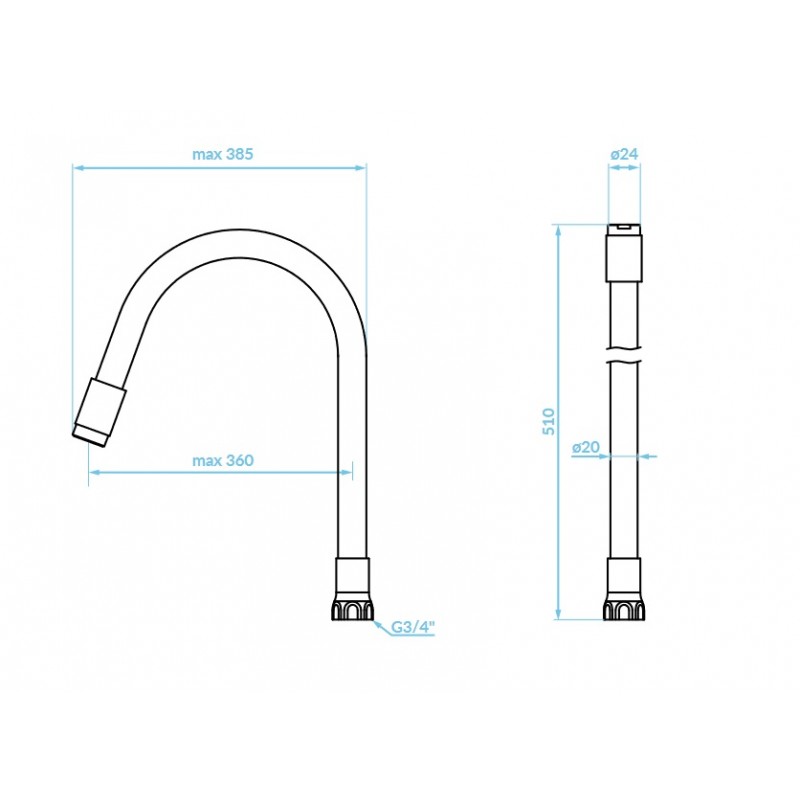 Wylewka Elastyczna do Baterii Kuchennej Elza Biała