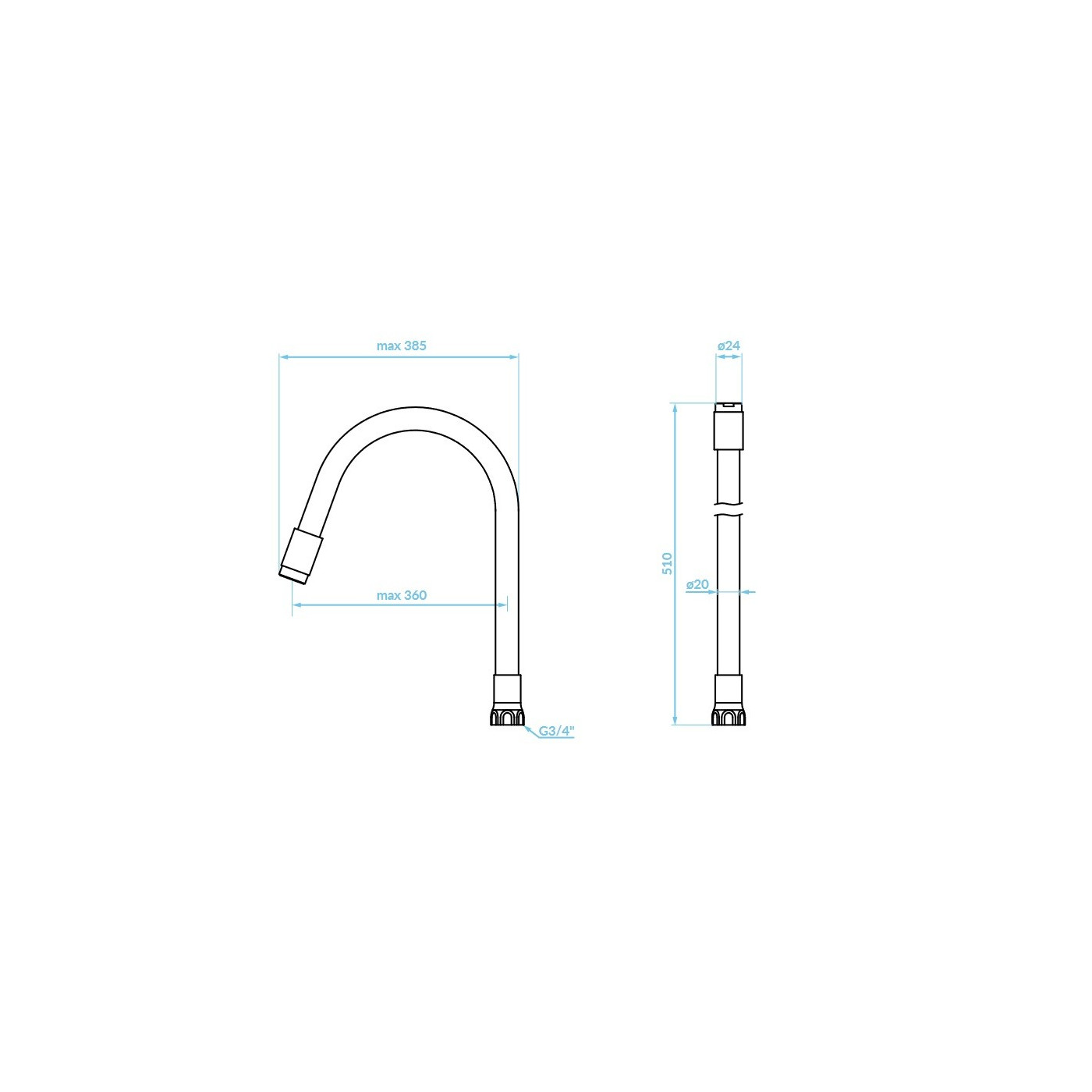 Wylewka Elastyczna do Baterii Kuchennej Elza Szara