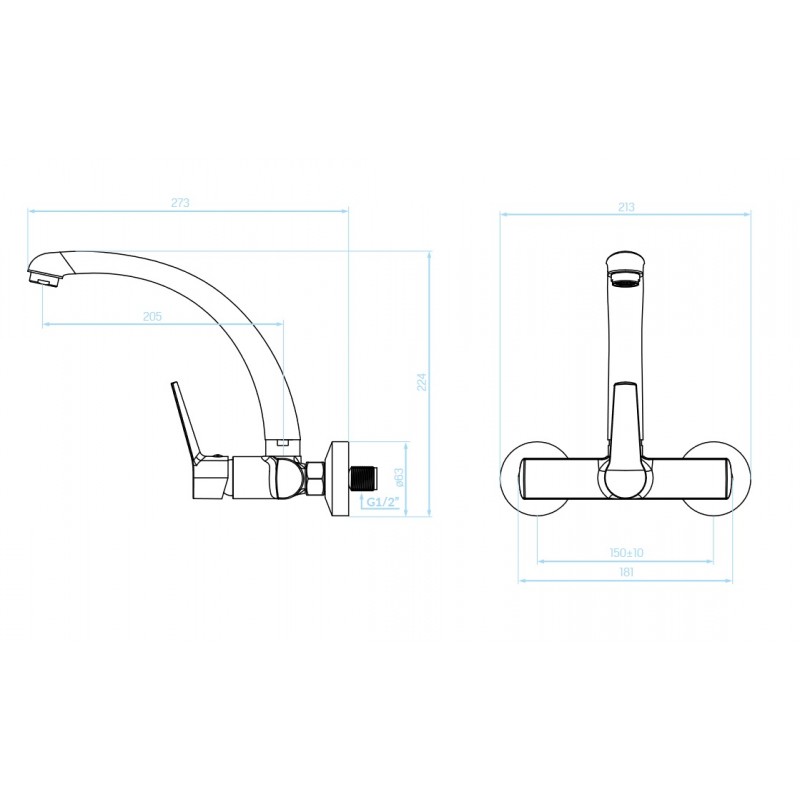 Bateria Zlewozmywakowa Ścienna Vilava Wylewka F