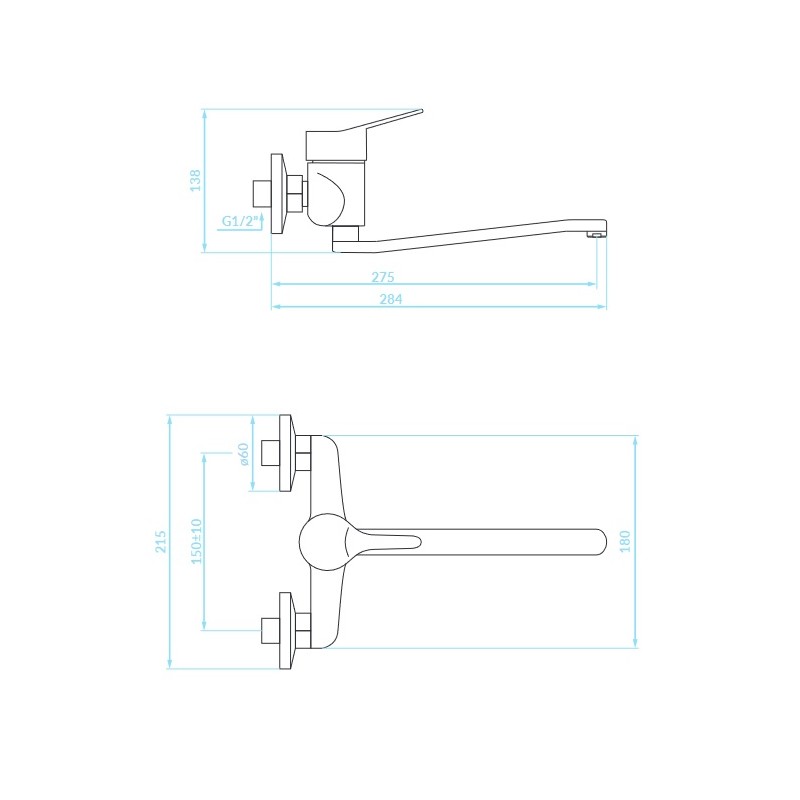 Bateria Zlewozmywakowa Ścienna TIBI