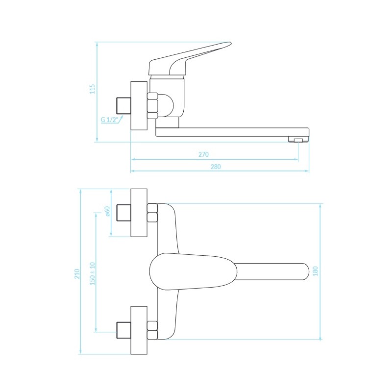 Bateria Zlewozmywakowa Ścienna ORIS