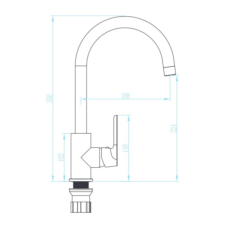 Bateria Zlewozmywakowa Stojąca z Wylewką U DIMA Bateria Zlewozmywakowa Stojąca z Wylewką U DIMA