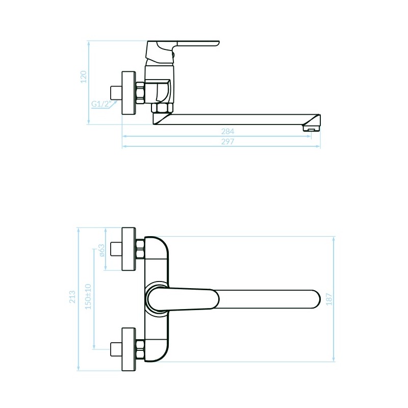 Bateria Zlewozmywakowa Ścienna DIMA Biała Bateria Zlewozmywakowa Ścienna DIMA Biała