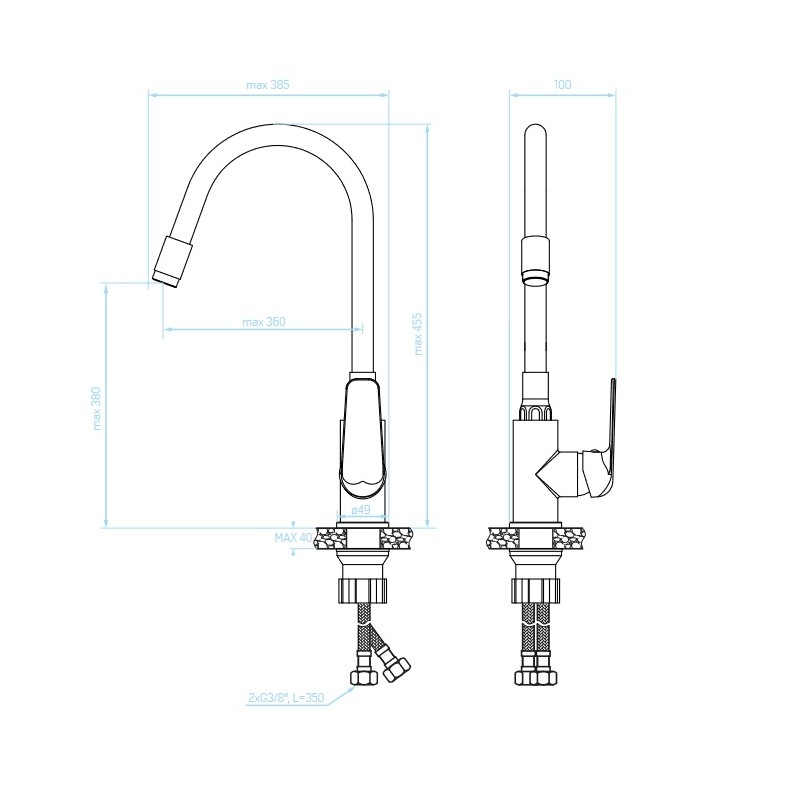 Bateria Zlewozmywakowa Stojąca z Elastyczną Wylewką Bateria Zlewozmywakowa Stojąca z Elastyczną Wylewką