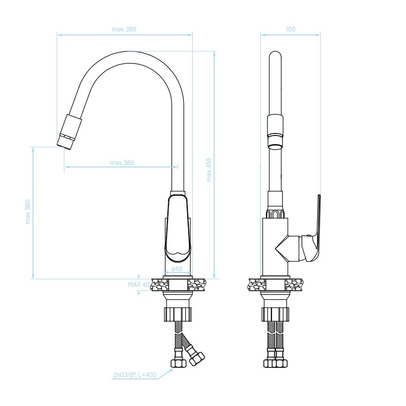 Bateria Zlewozmywakowa Stojąca z Elastyczną Wylewką Bateria Zlewozmywakowa Stojąca z Elastyczną Wylewką