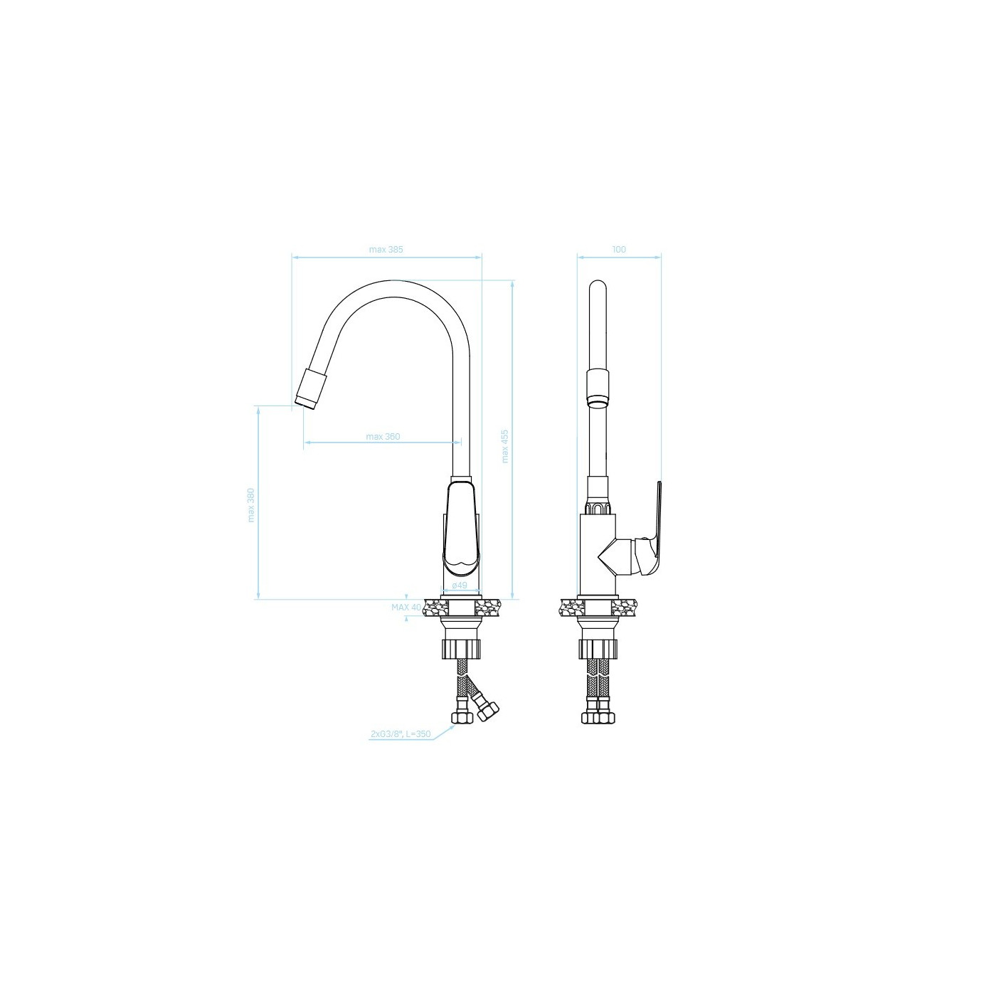 Bateria Zlewozmywakowa Stojąca z Elastyczną Wylewką Bateria Zlewozmywakowa Stojąca z Elastyczną Wylewką