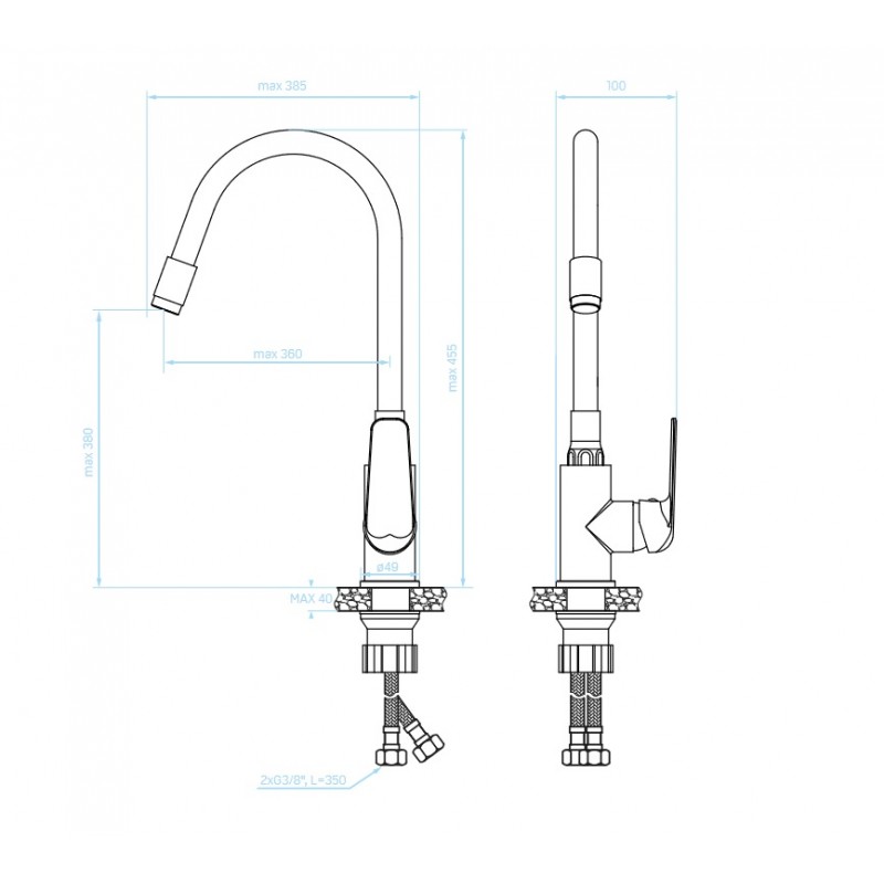 Bateria Zlewozmywakowa Stojąca z Elastyczną Wylewką Bateria Zlewozmywakowa Stojąca z Elastyczną Wylewką