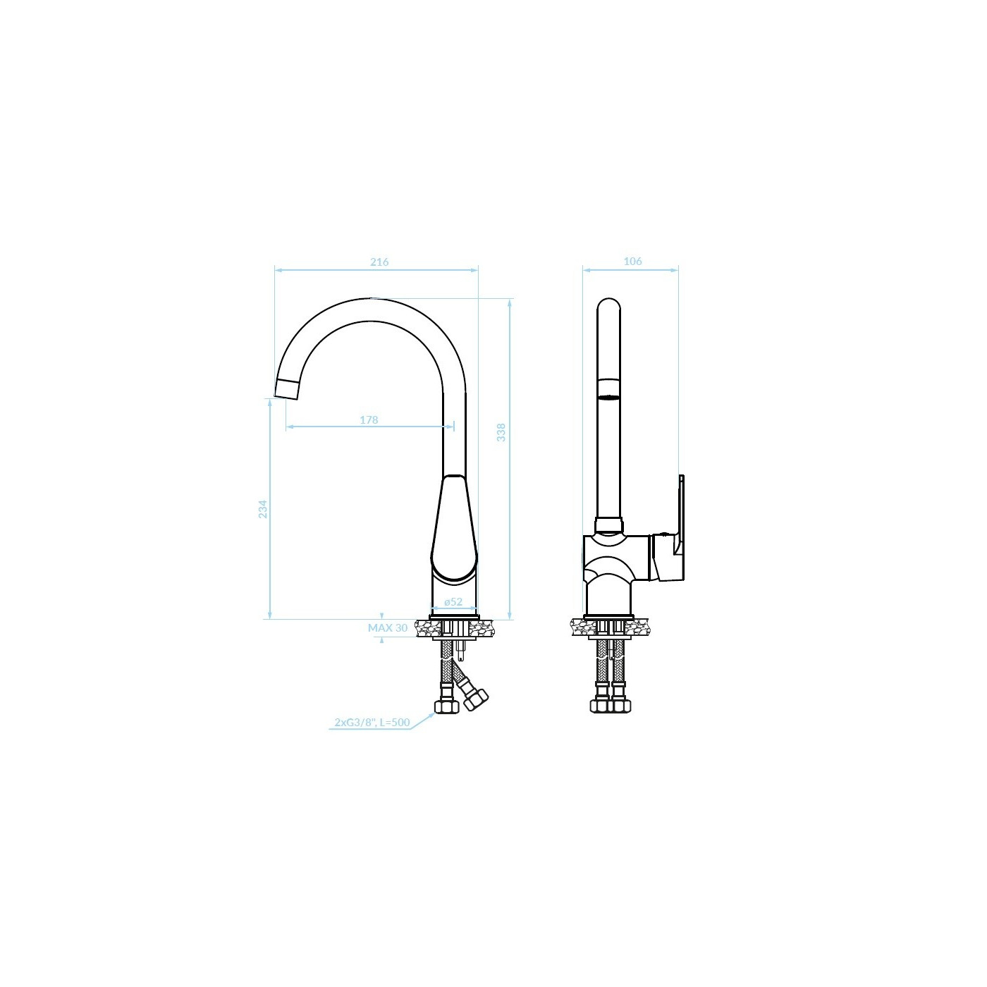 Bateria Kuchenna Stojąca z Wylewką U LUGA Bateria Kuchenna Stojąca z Wylewką U LUGA