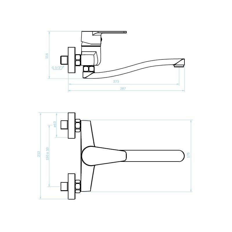 Bateria Kuchenna Ścienna LUGA Chrom
