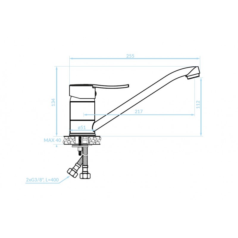 Bateria Kuchenna Stojąca z Wylewką U Madera Bateria Kuchenna Stojąca z Wylewką U Madera