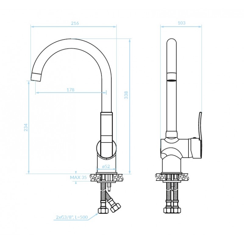 Bateria Kuchenna Stojąca z Wylewką U Madera Bateria Kuchenna Stojąca z Wylewką U Madera