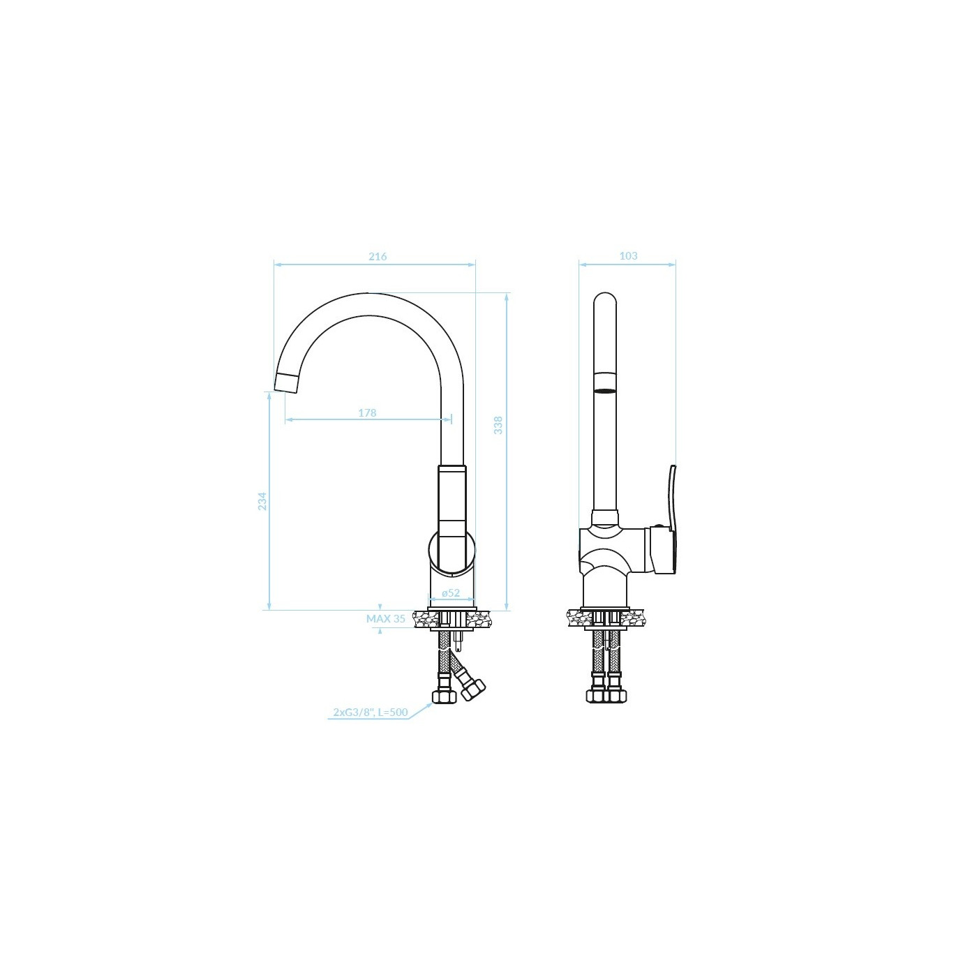 Bateria Kuchenna Stojąca z Wylewką U Madera Bateria Kuchenna Stojąca z Wylewką U Madera