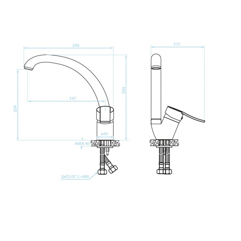 Bateria Kuchenna Stojąca MADERA Wylewka F Bateria Kuchenna Stojąca MADERA Wylewka F
