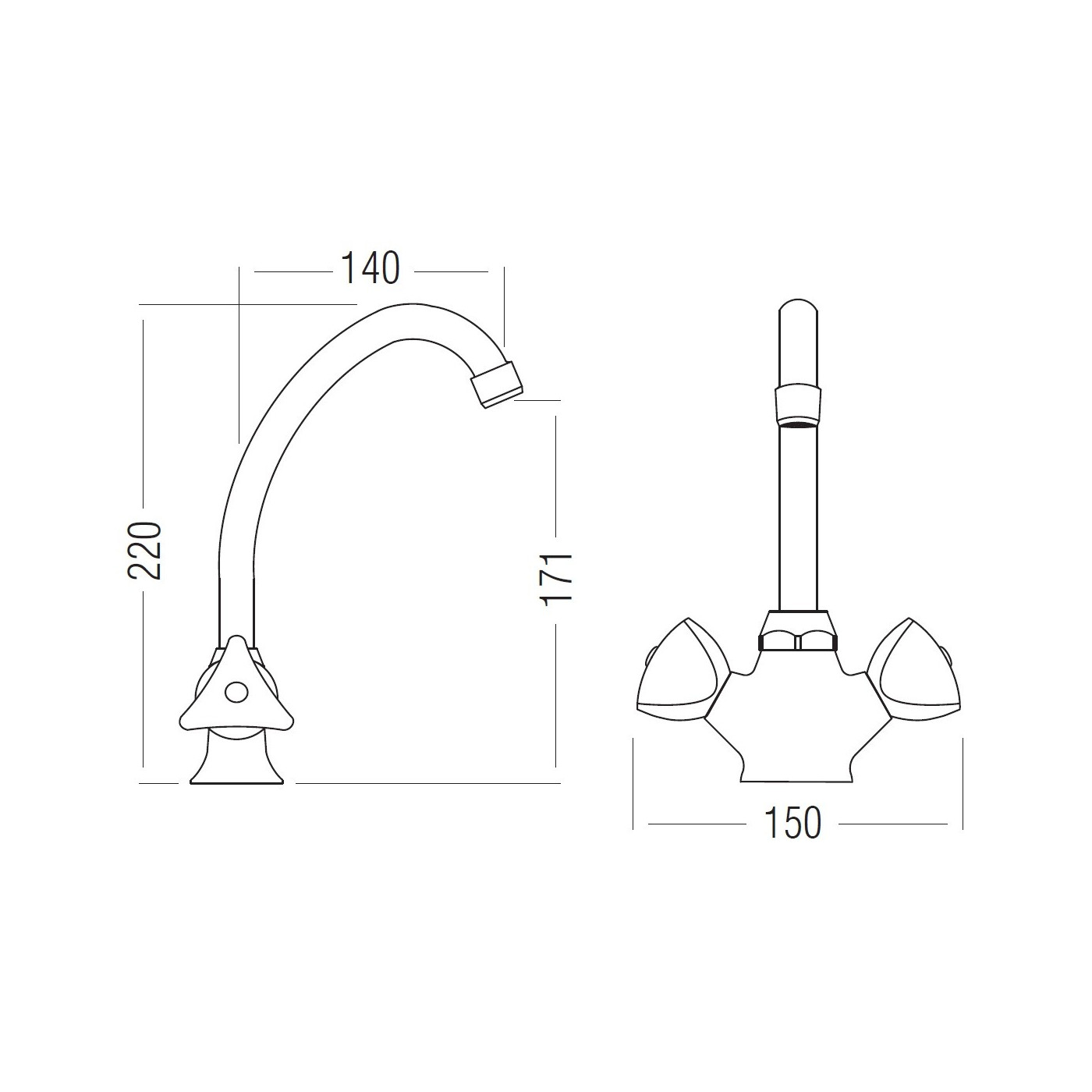 Bateria Zlewozmywakowa Stojąca NORM