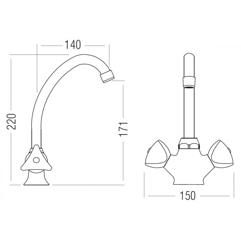 Bateria Zlewozmywakowa Stojąca NORM