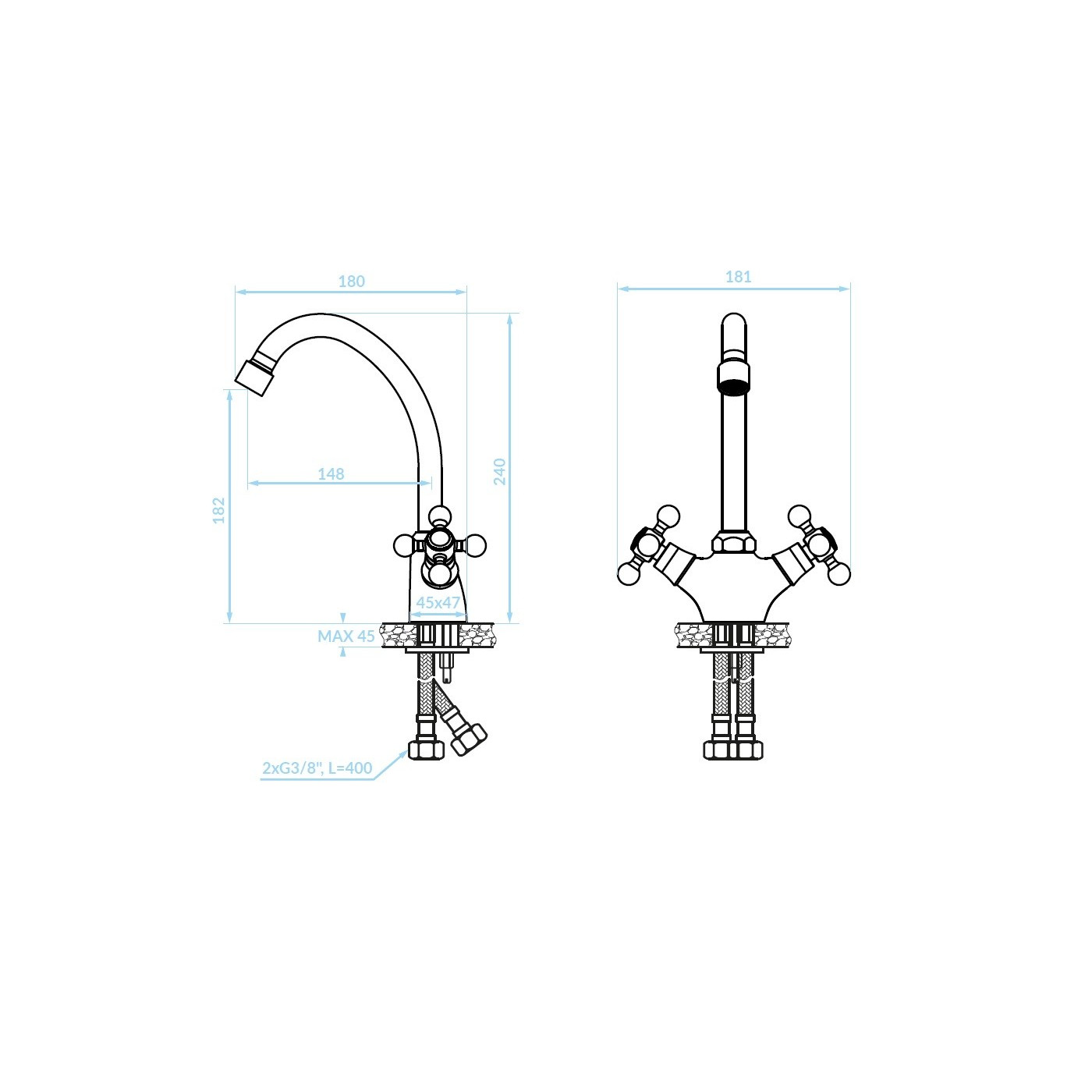 Bateria Zlewozmywakowa Stojąca Stilo Mosiądz Antyczny Bateria Zlewozmywakowa Stojąca Stilo Mosiądz Antyczny