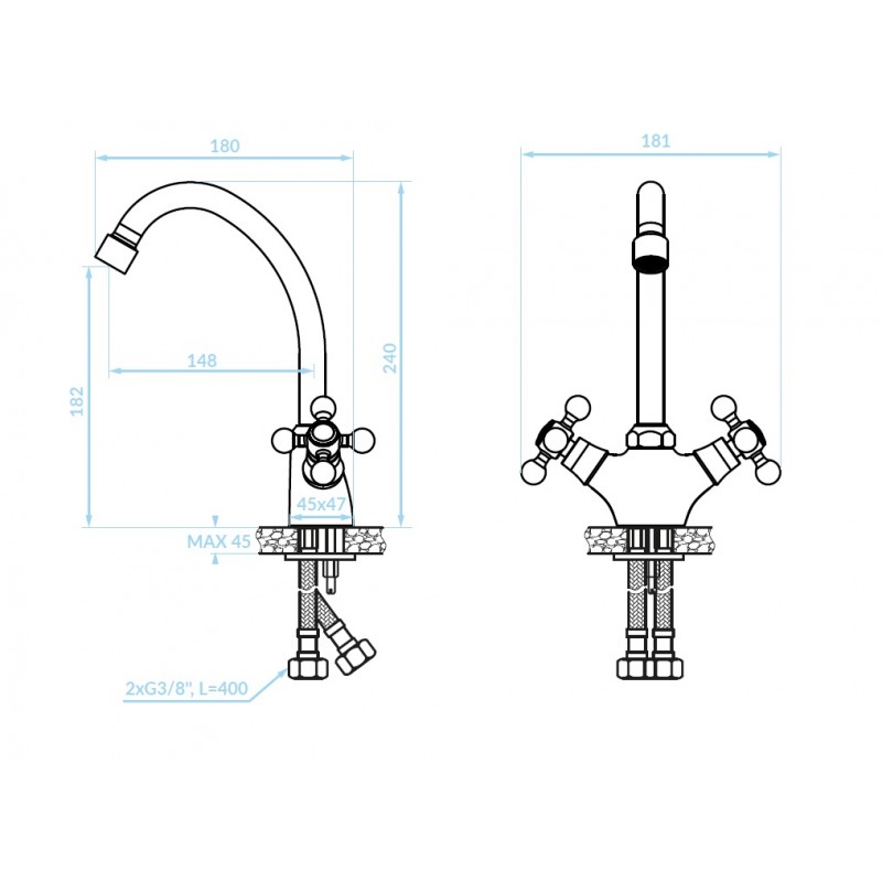 Bateria Zlewozmywakowa Stojąca Stilo Mosiądz Antyczny Bateria Zlewozmywakowa Stojąca Stilo Mosiądz Antyczny