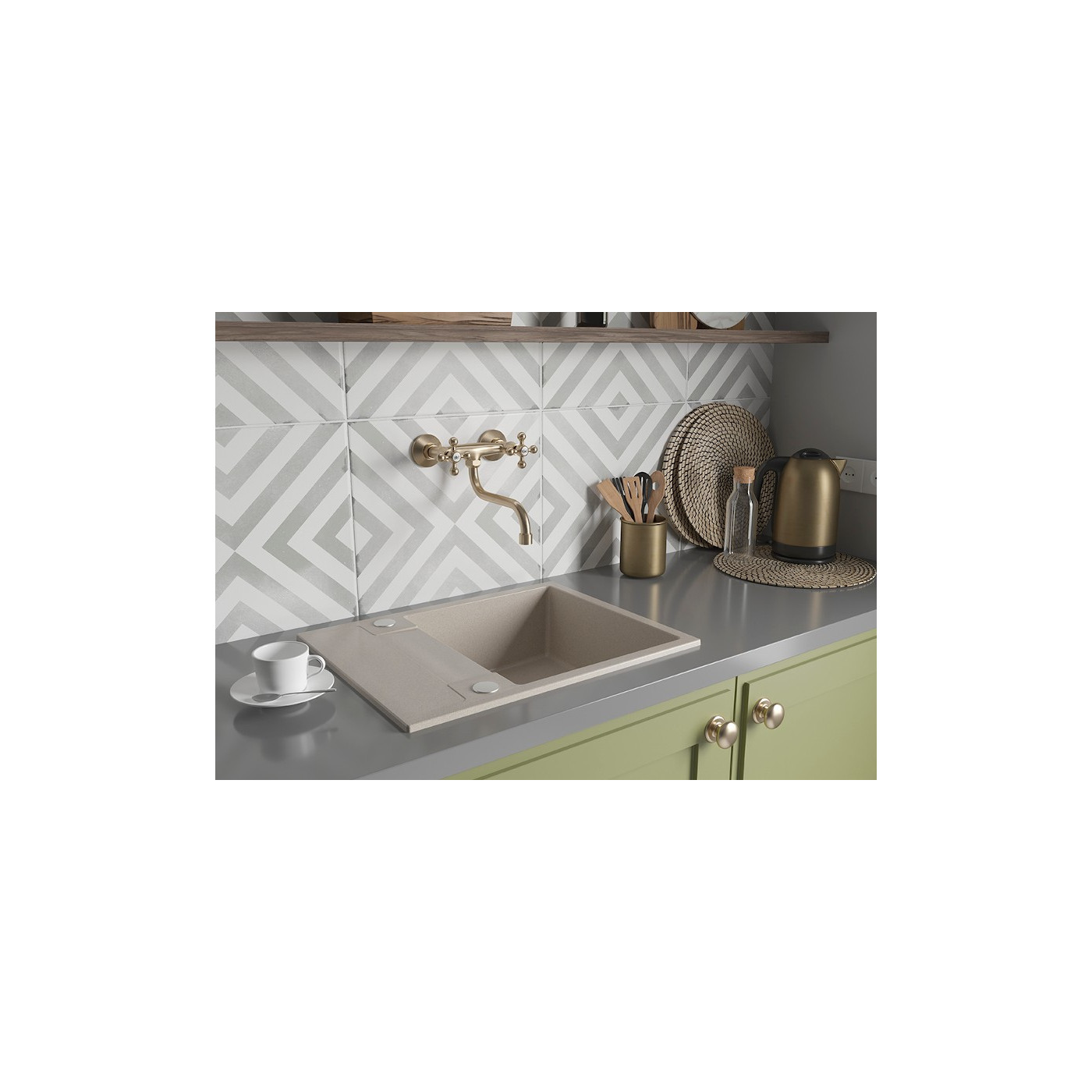 Bateria Zlewozmywakowa Stojąca Stilo Mosiądz Antyczny