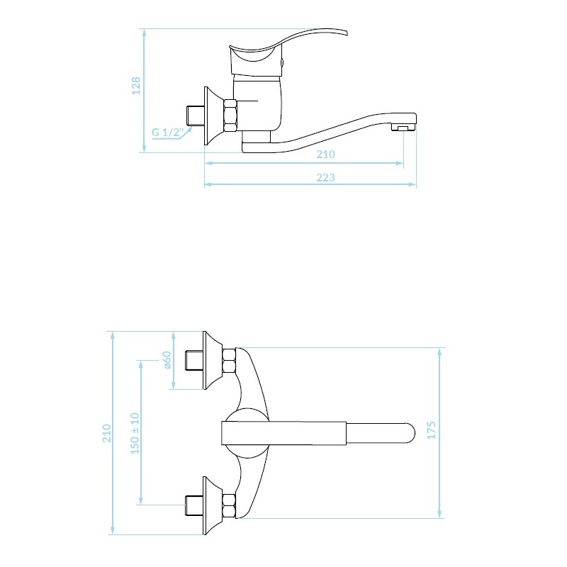 Bateria Umywalkowa Ścienna Argo Chrom Bateria Umywalkowa Ścienna Argo Chrom
