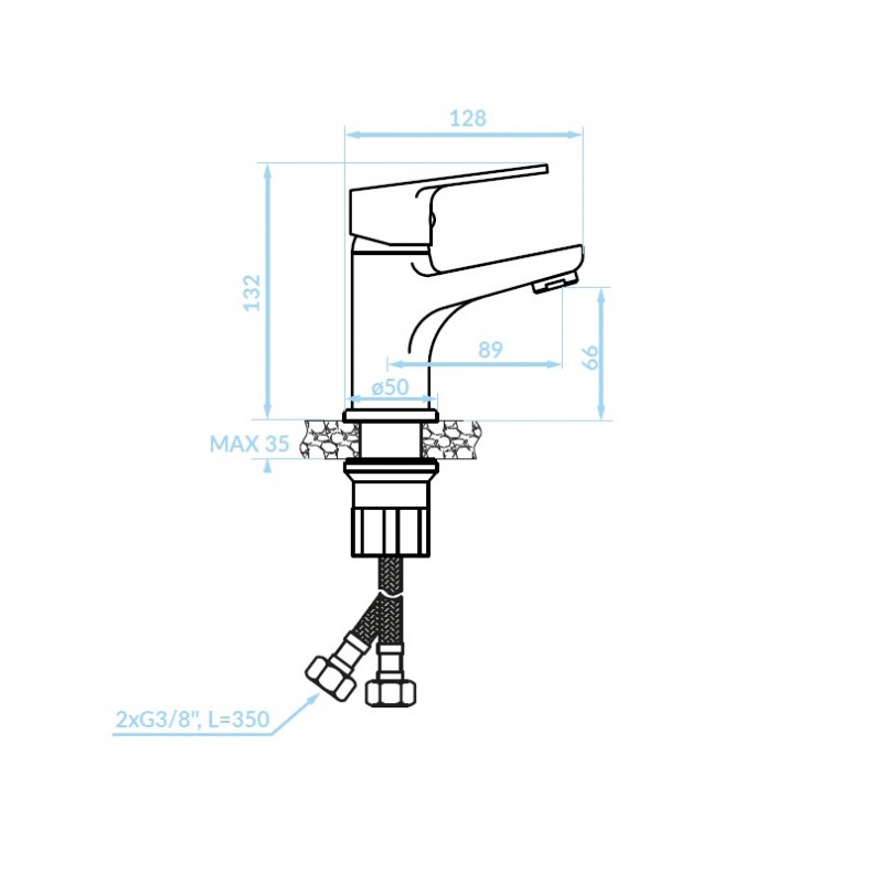 Bateria Umywalkowa Stojąca z Korkiem Borgo Bateria Umywalkowa Stojąca z Korkiem Borgo