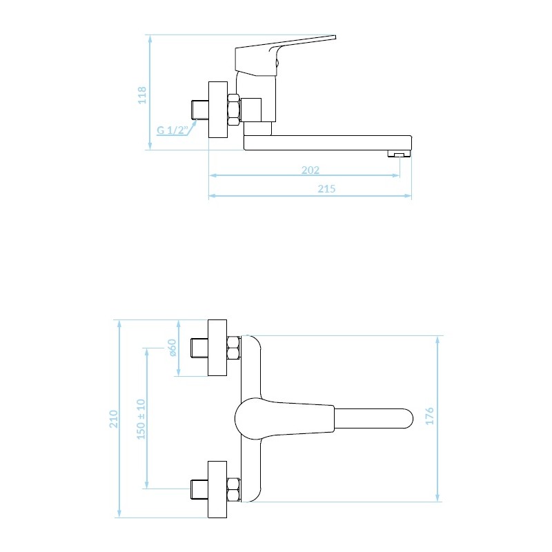 Bateria Umywalkowa Ścienna Borgo Chrom Bateria Umywalkowa Ścienna Borgo Chrom