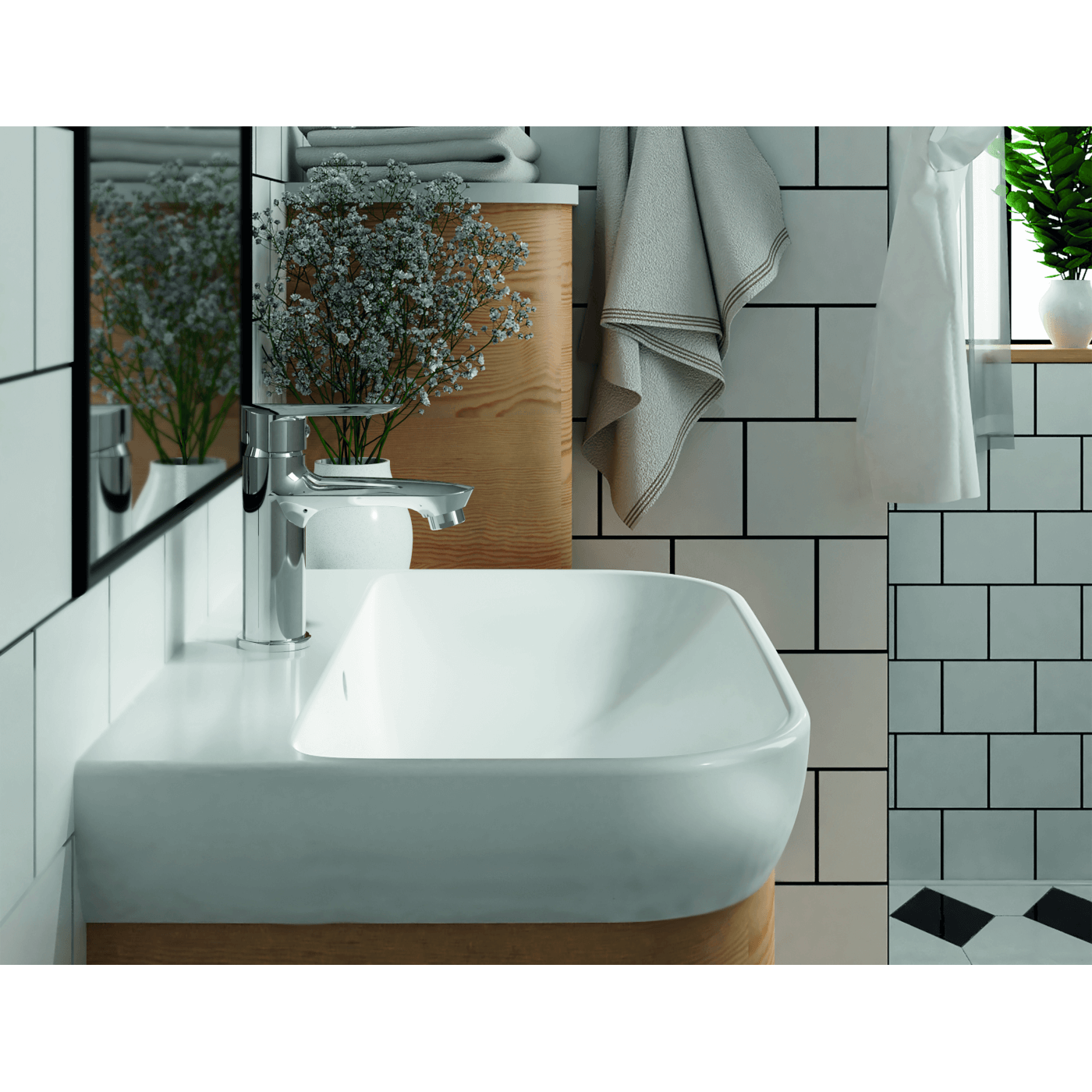 Bateria Umywalkowa Stojąca z Korkiem Cento Bateria Umywalkowa Stojąca z Korkiem Cento