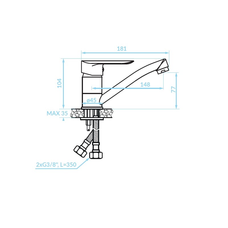 Bateria Umywalkowa Stojąca z Ruchomą Wylewką CENTO Bateria Umywalkowa Stojąca z Ruchomą Wylewką CENTO