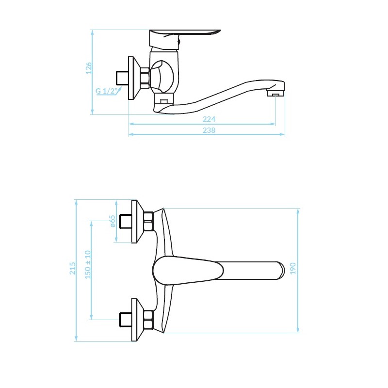 Bateria Umywalkowa Ścienna Cento Chrom Bateria Umywalkowa Ścienna Cento Chrom