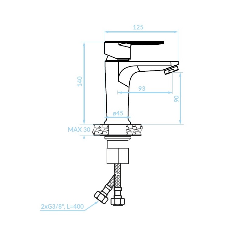 Bateria Umywalkowa Stojąca z Korkiem Fresno