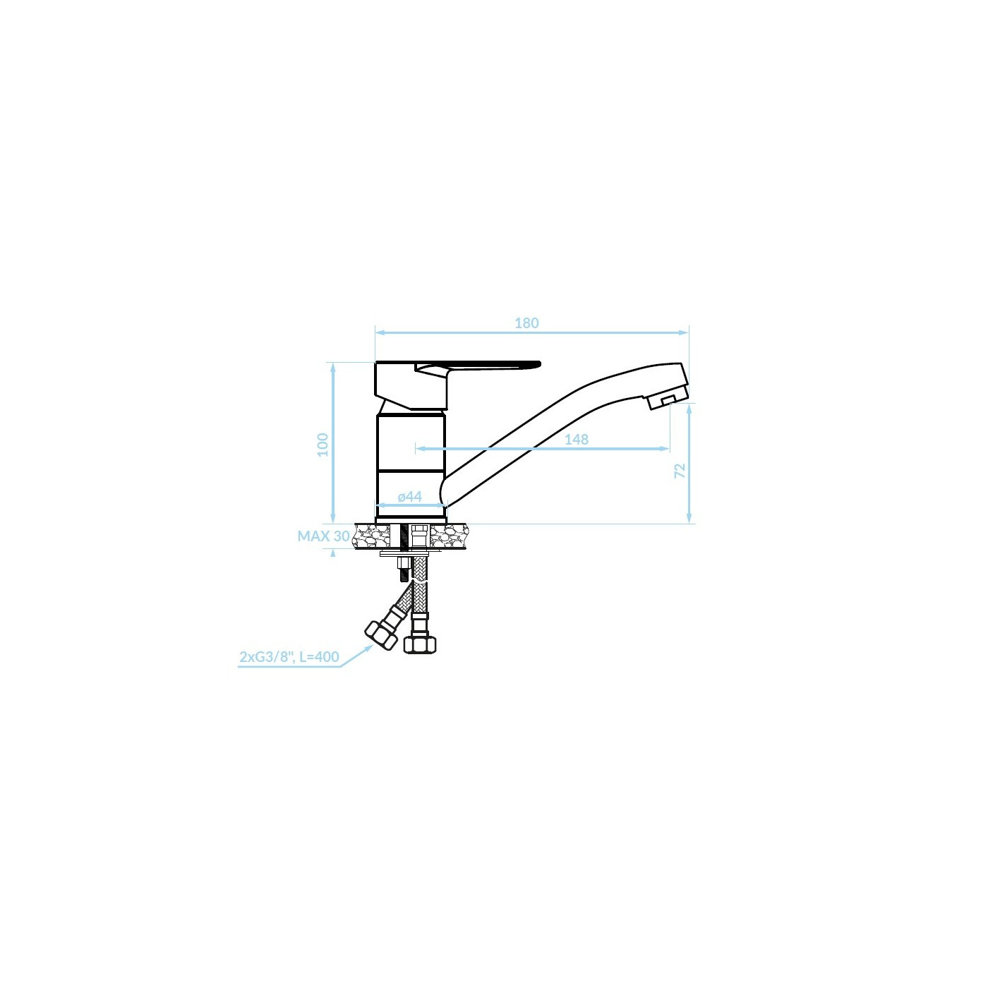 Bateria Umywalkowa Stojąca z Ruchomą Wylewką Fresno