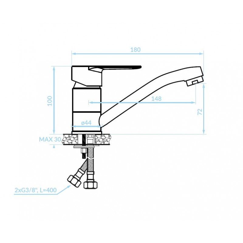 Bateria Umywalkowa Stojąca z Ruchomą Wylewką Fresno