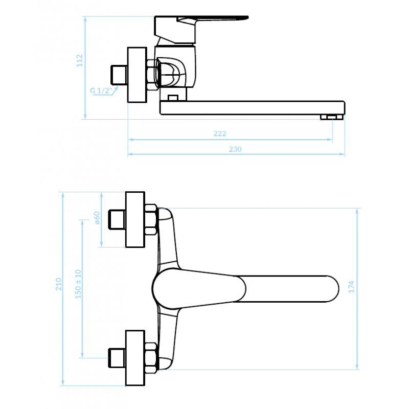 Bateria Umywalkowa Ścienna Fresno