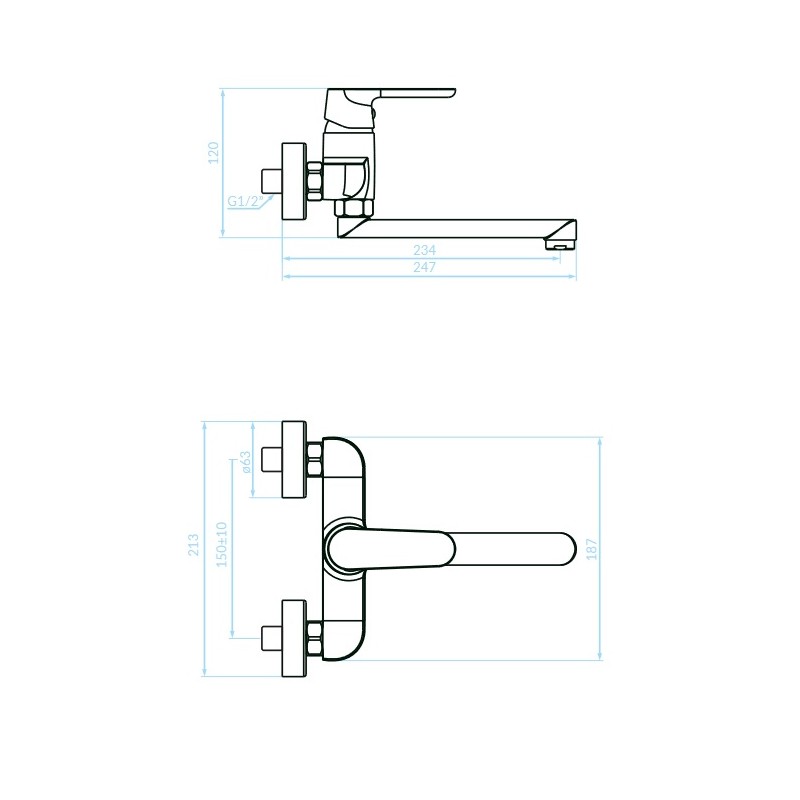 Bateria Umywalkowa Ścienna DIMA Czarna
