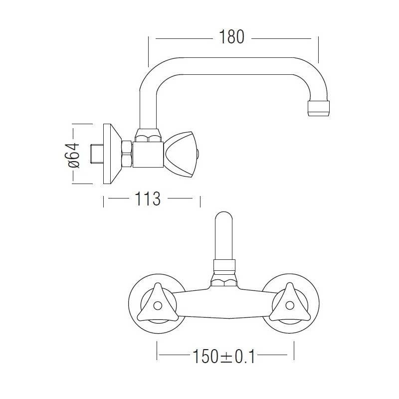 Bateria Umywalkowa Ścienna NORM Bateria Umywalkowa Ścienna NORM