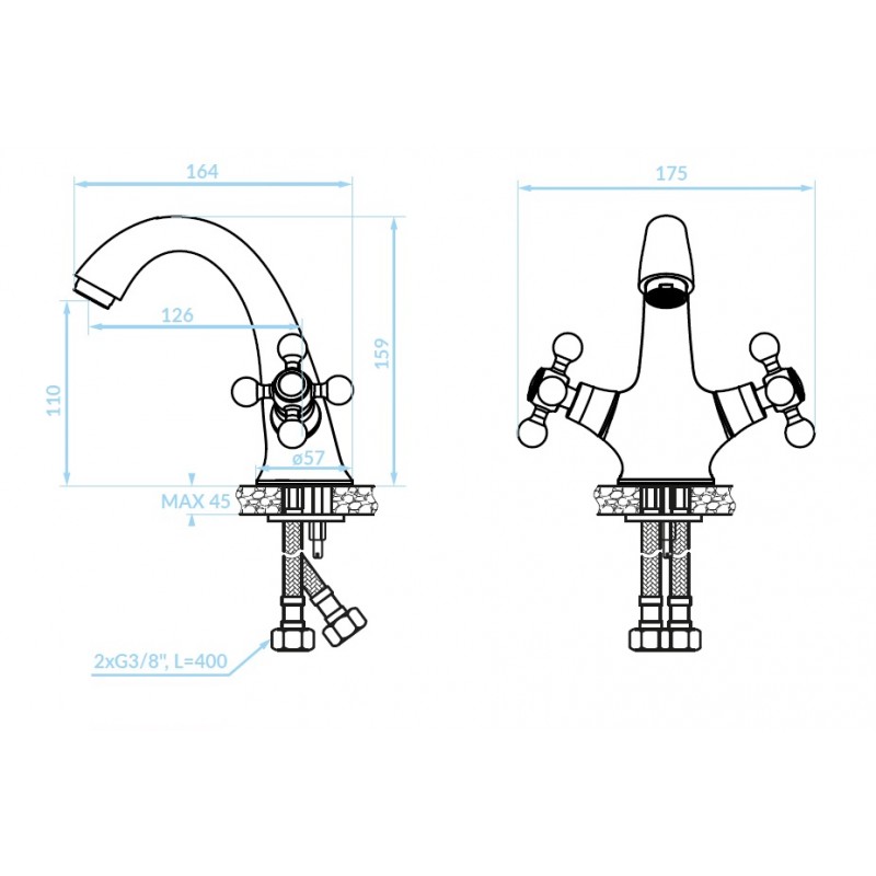 Bateria Umywalkowa Stojąca z Korkiem STILO Bateria Umywalkowa Stojąca z Korkiem STILO