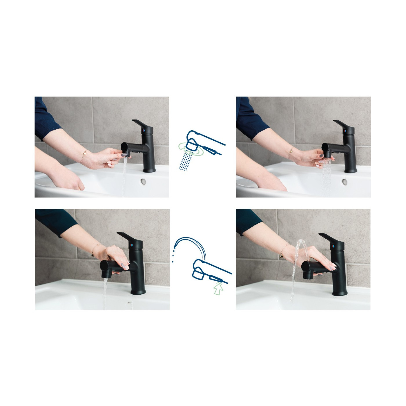 Bateria Umywalkowa Stojąca z Wyciąganą Wylewką FONTE Bateria Umywalkowa Stojąca z Wyciąganą Wylewką FONTE