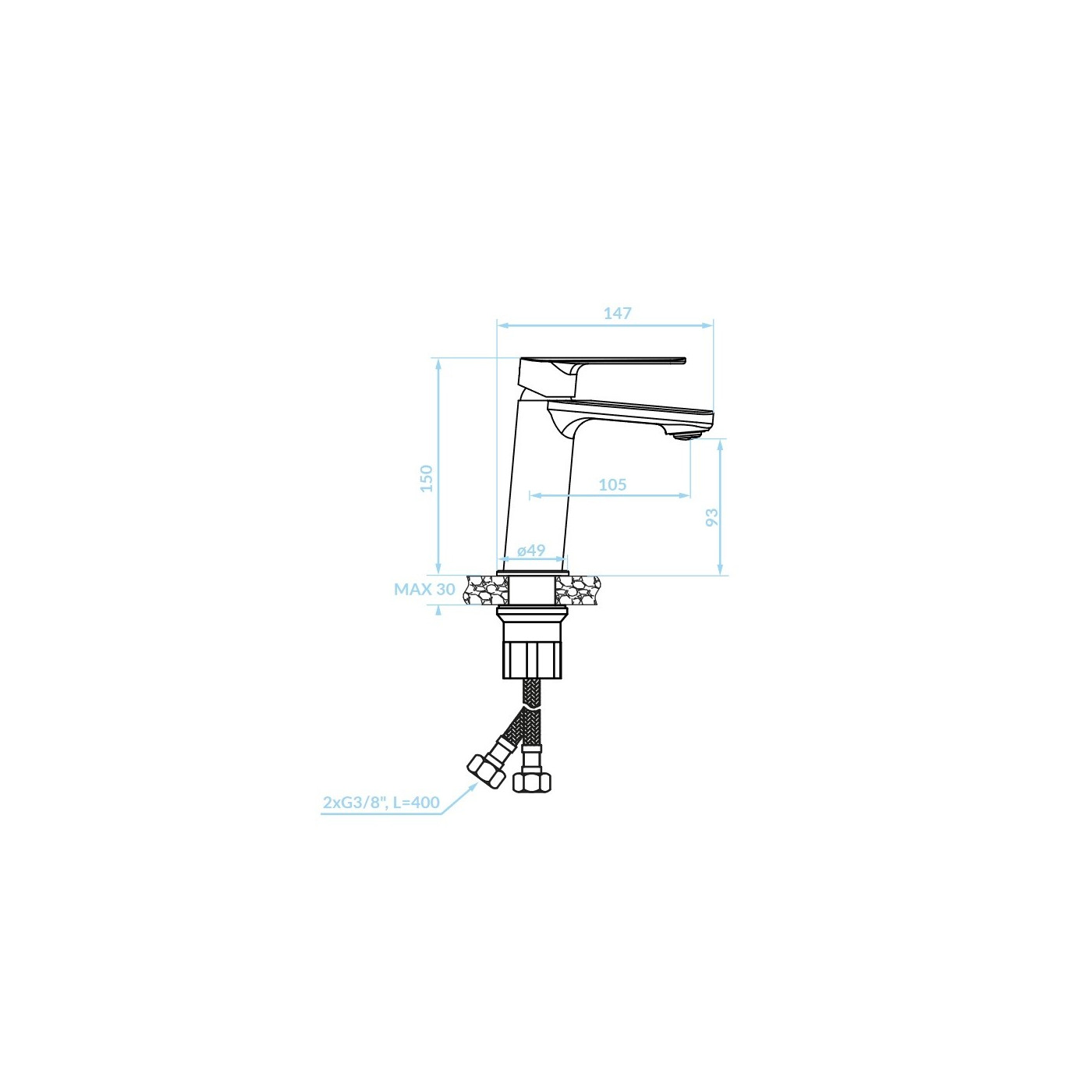 Bateria Umywalkowa Stojąca z Korkiem GAVA Bateria Umywalkowa Stojąca z Korkiem GAVA