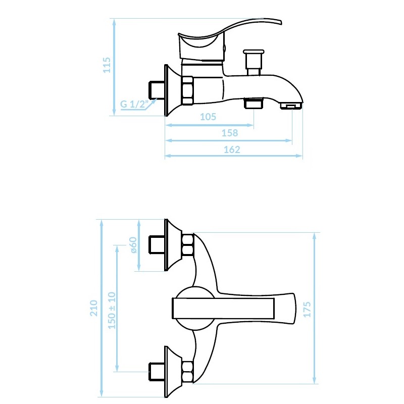 Bateria Wannowa Ścienna Argo Bateria Wannowa Ścienna Argo