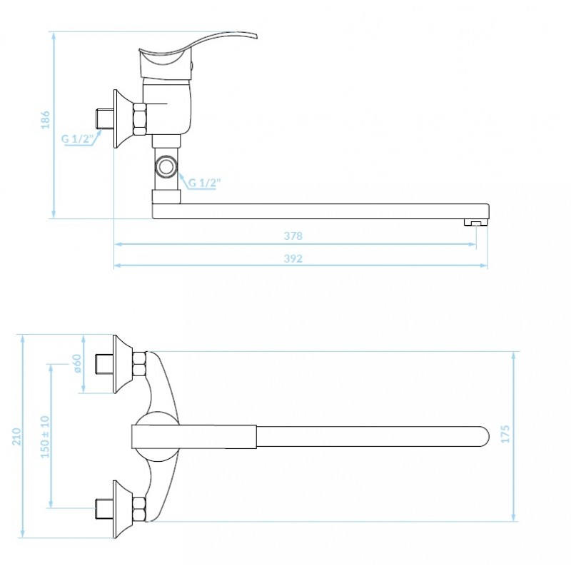 Bateria Wannowa Ścienna z Ruchomą Wylewką Bateria Wannowa Ścienna z Ruchomą Wylewką