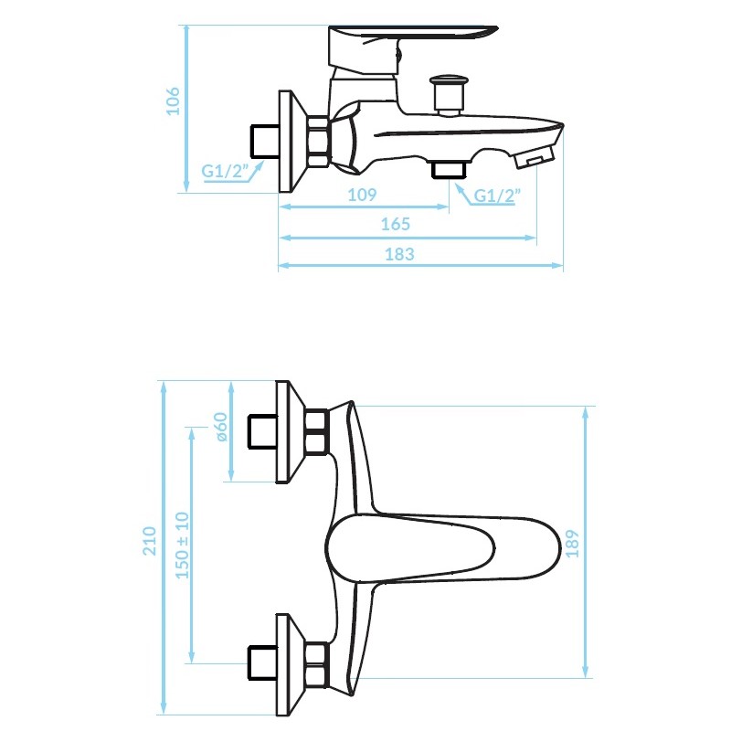 Bateria Wannowa Ścienna CENTO Bateria Wannowa Ścienna CENTO