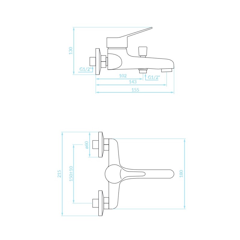 Bateria Wannowa Ścienna TIBI Bateria Wannowa Ścienna TIBI