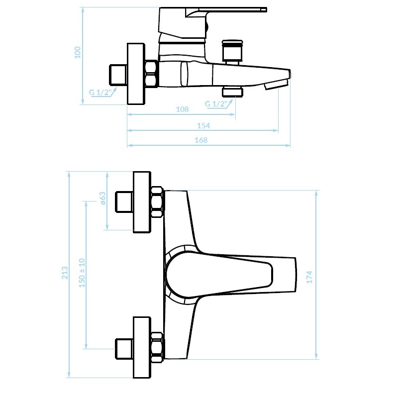 Bateria Wannowo Prysznicowa LUGA Chrom Bateria Wannowo Prysznicowa LUGA Chrom