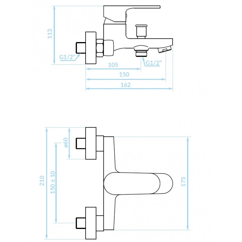 Bateria Wannowo Prysznicowa PANA Chrom Bateria Wannowo Prysznicowa PANA Chrom