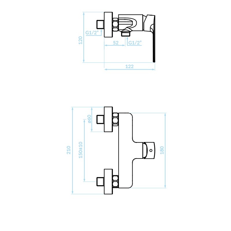 Bateria Natryskowa Ścienna GAVA Bateria Natryskowa Ścienna GAVA