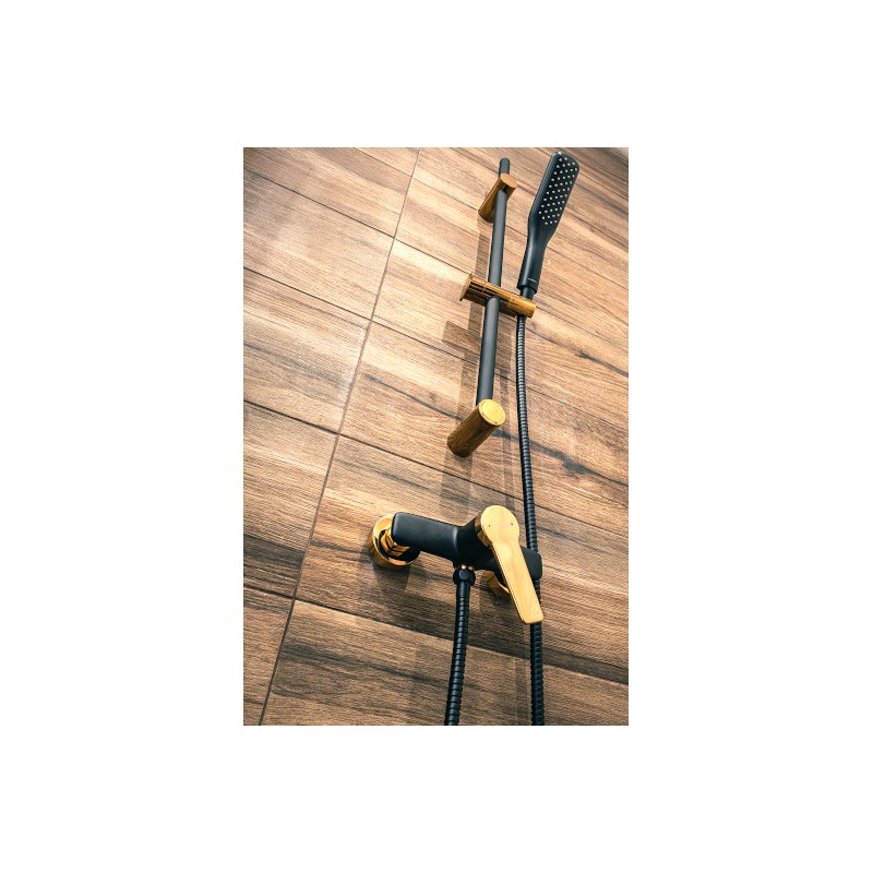 Bateria Natryskowa Ścienna Czarna Złota ALANIS Bateria Natryskowa Ścienna Czarna Złota ALANIS