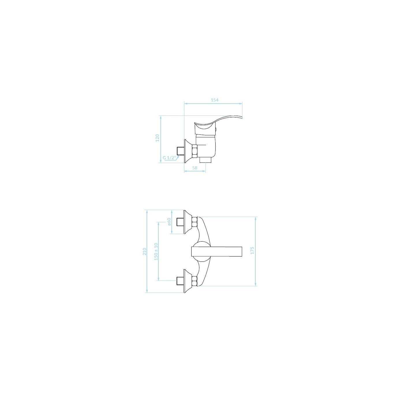 Bateria Natryskowa Ścienna Argo Chrom