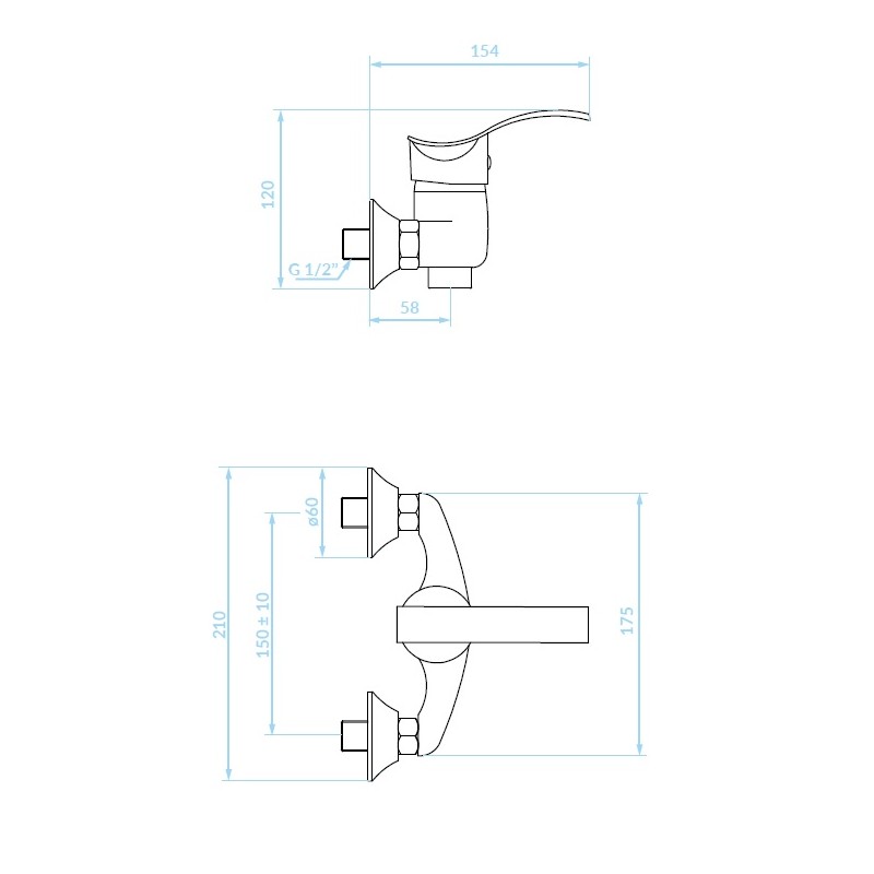 Bateria Natryskowa Ścienna Argo Chrom