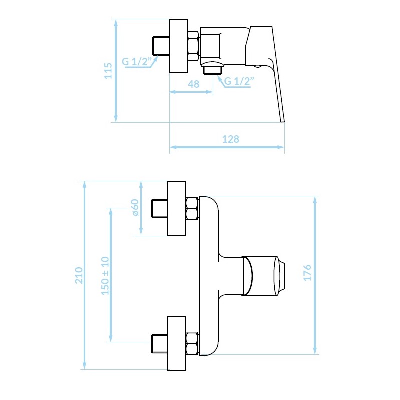 Bateria Natryskowa Ścienna Borgo Chrom Bateria Natryskowa Ścienna Borgo Chrom