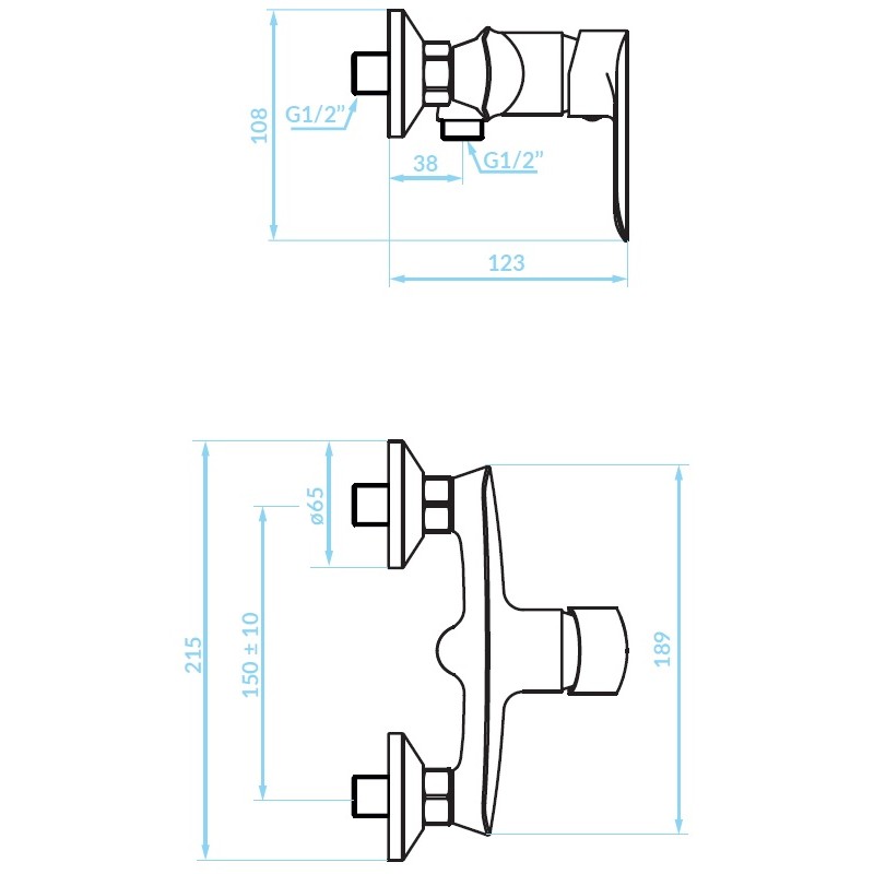 Bateria Natryskowa Ścienna CENTO Chrom